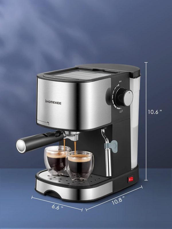 Máquina de café expreso de 15 bares a presión, cafetera espresso y capuchino con espumador de leche - Imagen 2