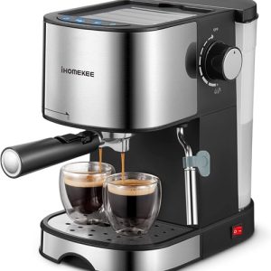 Máquina de café expreso de 15 bares a presión, cafetera espresso y capuchino con espumador de leche